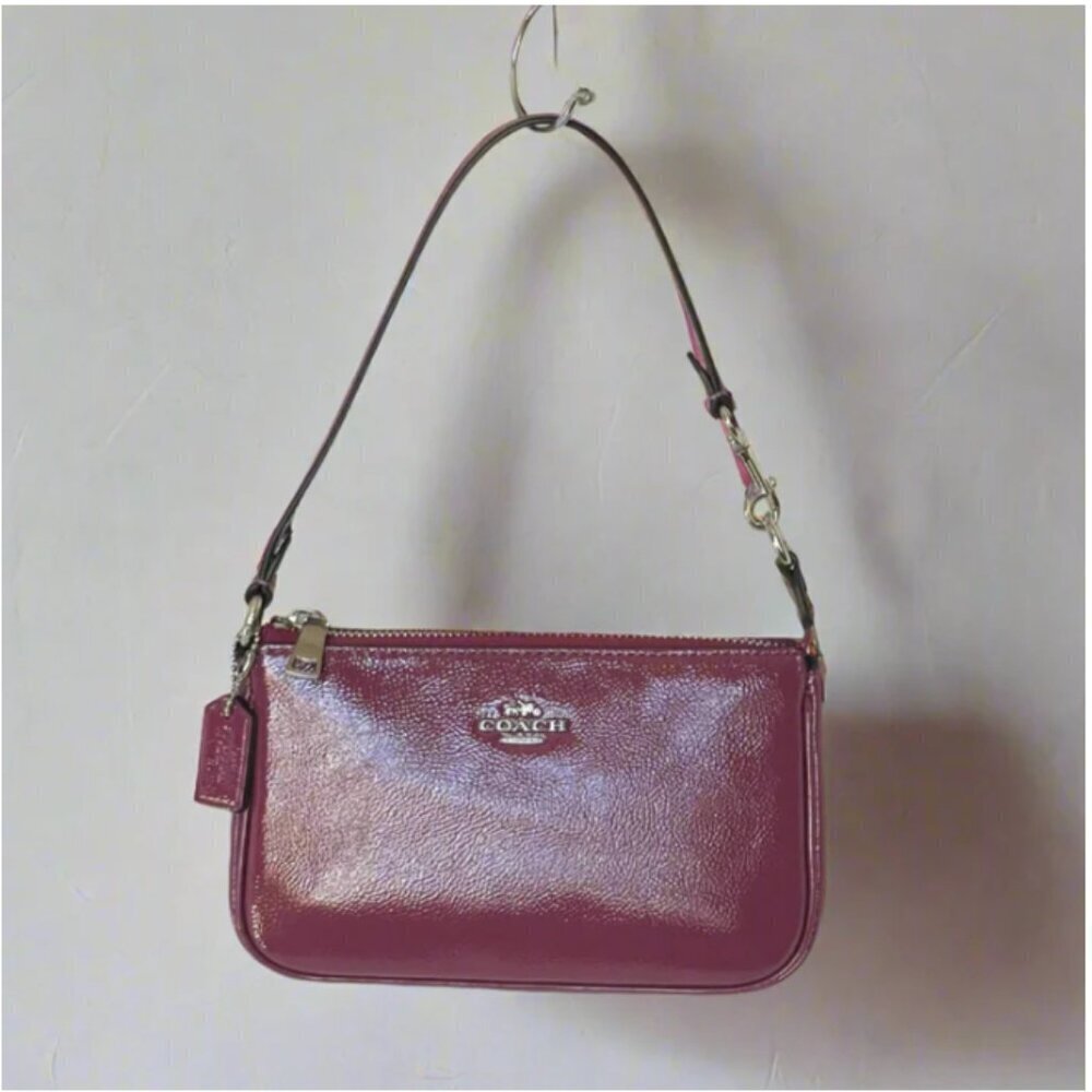 Coach Nolita 19 Shoulder Bag Pink Red Patent Leather Wristlet Clutch CW408 - Picture 2 of 14